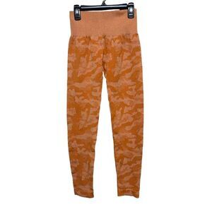 NVGTN Orange Camo Seamless Legging Womens Small Gym Weight Yoga Activewear